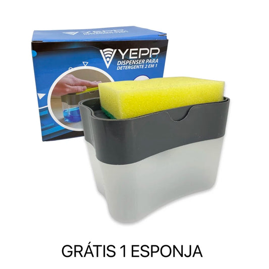Dispenser 2 em 1 para Detergente com Suporte para Esponja