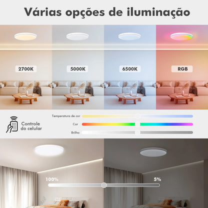 Luminária de Teto Smart WiFi 24W – 16 Milhões de Cores, Alexa/Google