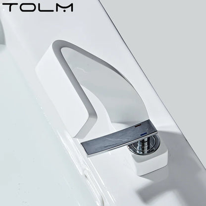 Torneira de Banheiro TOLM Branco/Cromado – Monocomando Cascata Água Quente e Fria