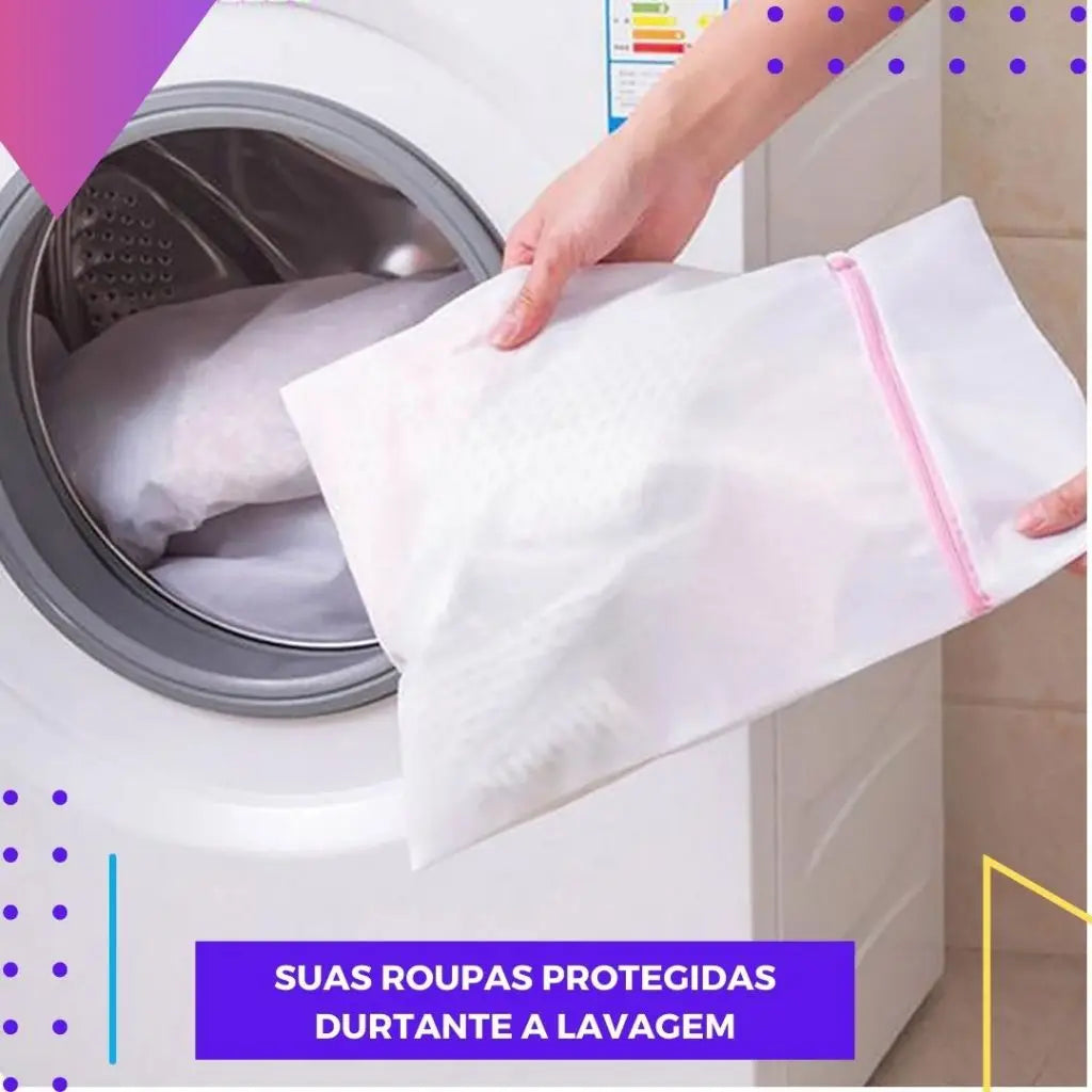 Kit 3 Sacos para Lavagem de Roupas Delicadas com Zíper
