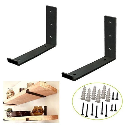 Kit 2 Prateleiras de Madeira com Suporte Metal - Sala, Quarto, Cozinha e Banheiro