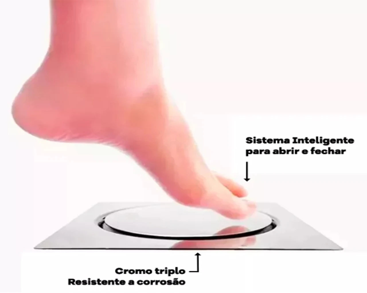 Ralo Inteligente Click 10x10cm – Banheiro Inox Cromado F901 Luuk Young